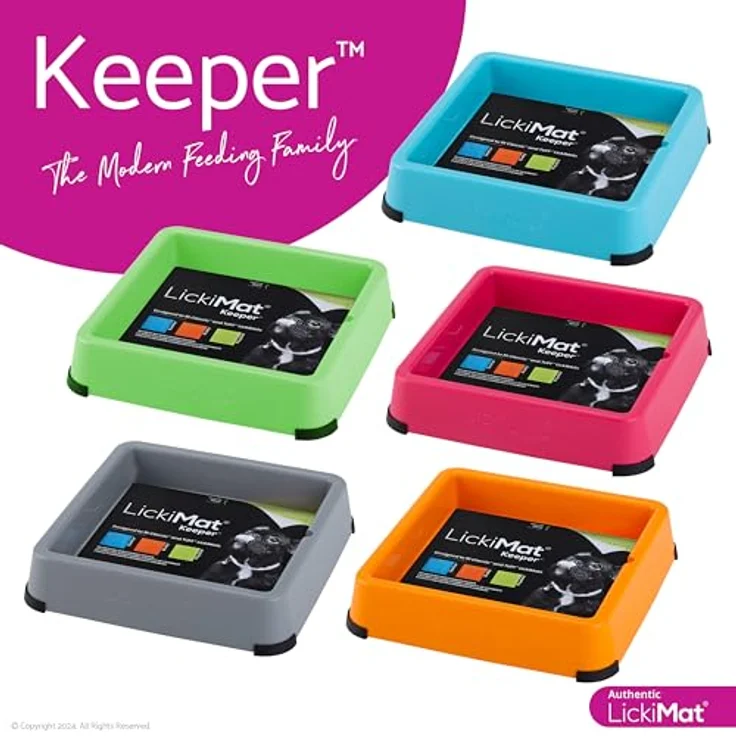 LickiMat Futternapf Keeper, grauer Fressnapf mit Gummifüßen und hochziehbarer Aussparung, 25,3 x 25,3 x 5 cm – Bild 7
