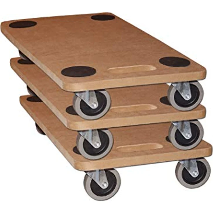BigDean 3x Möbelroller Transportroller, 250kg Traglast, MDF Rollbrett mit 4 Antirutsch-Punkten und robusten Gummi-Rädern – Bild 1