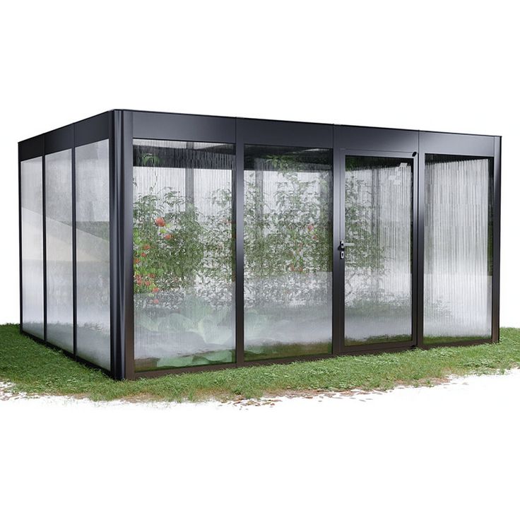 SunElements Gewächshaus 'SunGarden Select 4.3' 443 x 338 cm mit 10 mm Doppelstegplatten anthrazit-metallic, hervorragende Isolierung und integrierte Lüftung