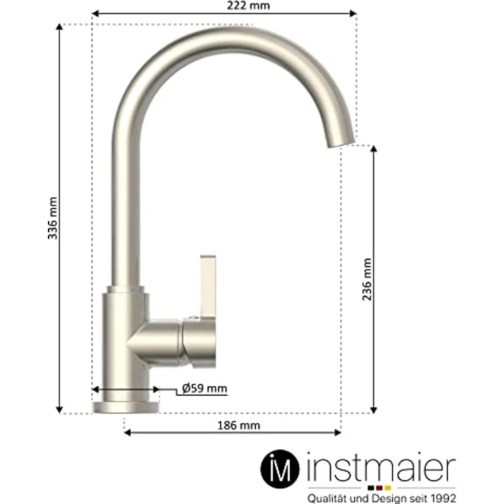 instmaier Küchenarmatur K3, 360° schwenkbare Hochdruck-Armatur mit hohem Auslauf, Edelstahl-Optik – Bild 6