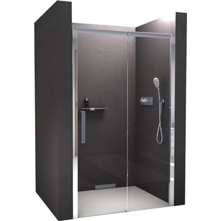 NEXTREND Nischendusche DX906 FLEX, Schiebetür mit Soft-Close-Technik, 8 mm Nano Echtglas, Breite wählbar, Chrom, Höhe: 195 cm – Bild 1
