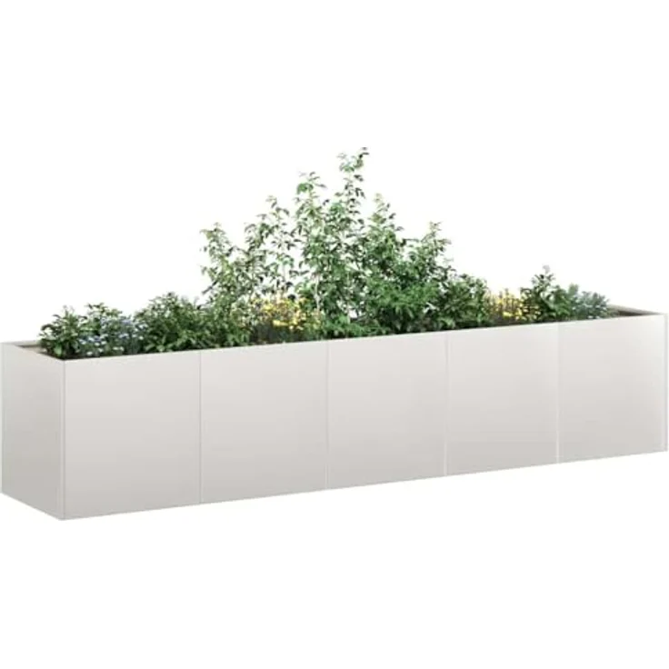 vidaXL Pflanzkübel 200x40x40 cm Edelstahl, Robustes Outdoor-Pflanzgefäß in modernem Design, Blumenkasten, Garten-Garten-Pflanzkübel, Hochbeet – Bild 2