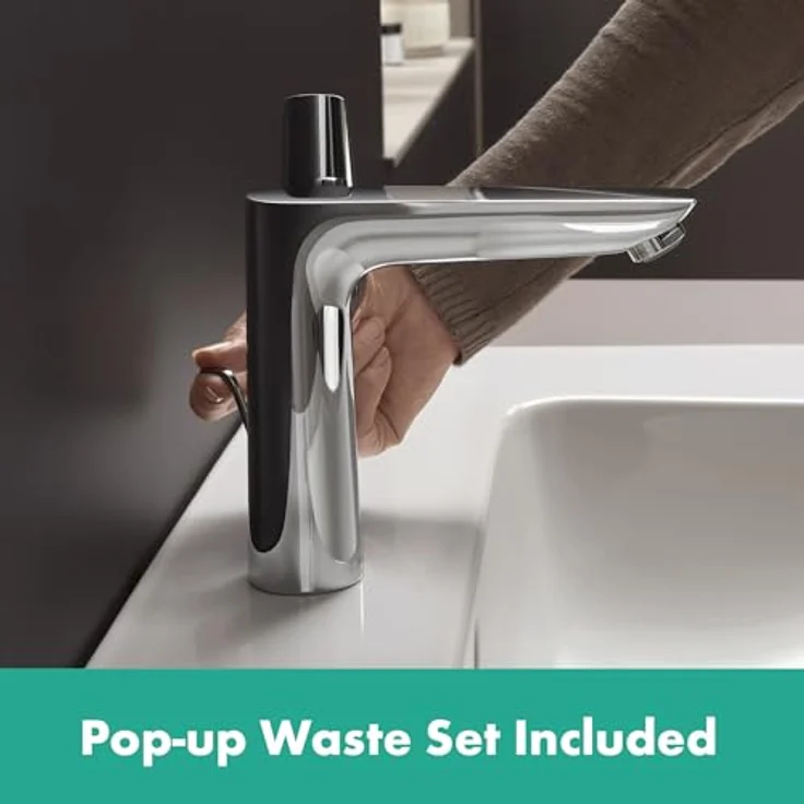 hansgrohe Talis E 150 Waschtischarmatur, ComfortZone 150, Normalstrahl, mit Zugstangen-Ablaufgarnitur – Bild 7