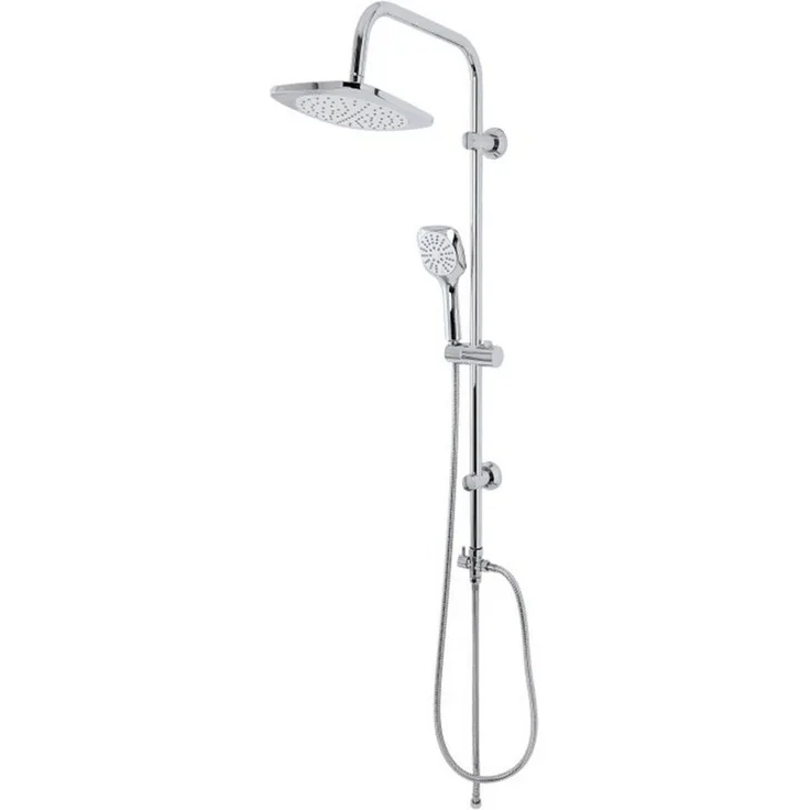 Feridras Duschsäule Platinum, Duschsäule mit quadratischem Duschkopf 20 cm, verchromter Edelstahl, 3-fach verstellbare Handbrause, Höhe 105 cm