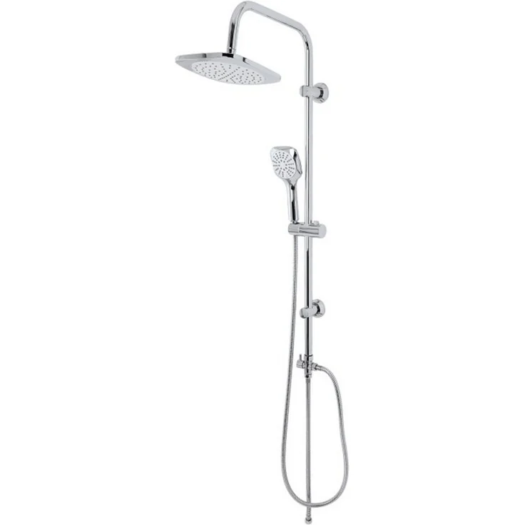 Feridras Duschsäule Platinum, Duschsäule mit quadratischem Duschkopf 20 cm, verchromter Edelstahl, 3-fach verstellbare Handbrause, Höhe 105 cm