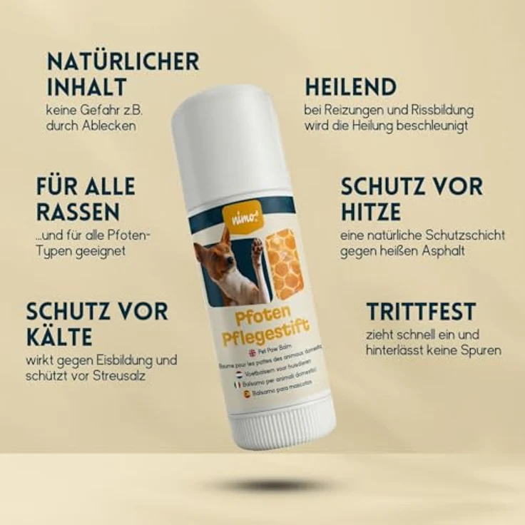 nimo® Pfoten Pflegestift, Pfotenbalsam für Hunde und Katzen mit Bienenwachs & Propolis, Wundschutz für trockene Ballen – Bild 3