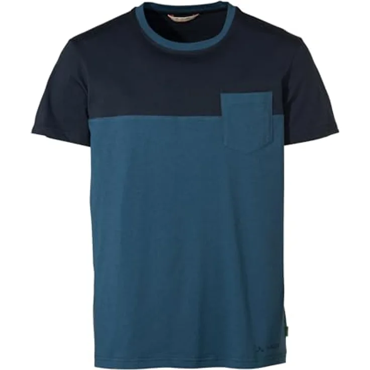 Vaude Nevis Shirt III, Herren Basic-T-Shirt aus 100% Bio-Baumwolle, Blau, mit Brusttasche und atmungsaktiven Eigenschaften, Größe L