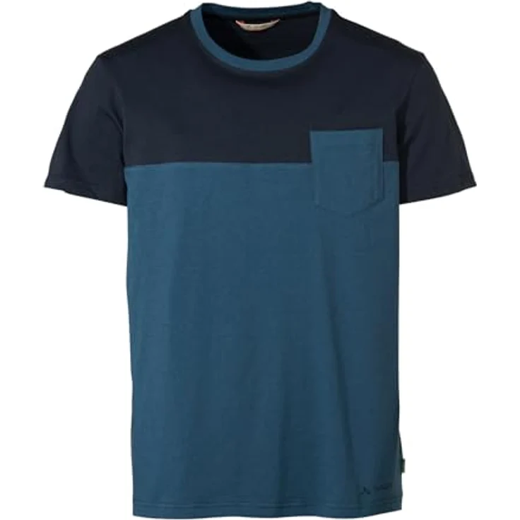 Vaude Nevis Shirt III, Herren Basic-T-Shirt aus 100% Bio-Baumwolle, Blau, mit Brusttasche und atmungsaktiven Eigenschaften, Größe L – Bild 1