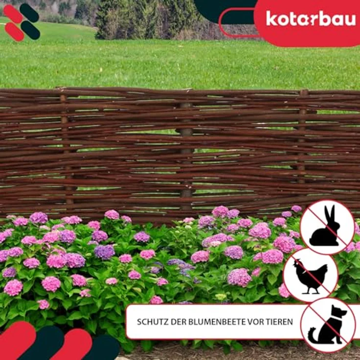 KOTARBAU® Beetbegrenzung Weidengeflecht 5er Set, Garten Beeteinfassung für Blumen und Gemüse, 100 x 20 cm, ökologisch und stabil – Bild 4
