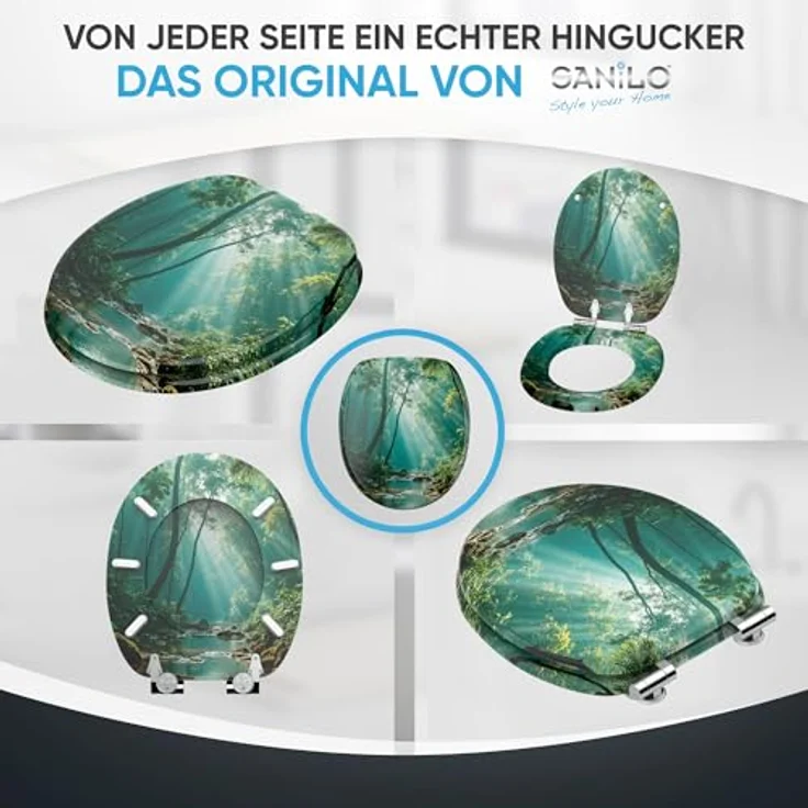 SANILO WC Sitz Rainforest, Absenkautomatik aus hochwertigem Holz, antibakterielle Oberfläche, passend für alle WC-Becken – Bild 7