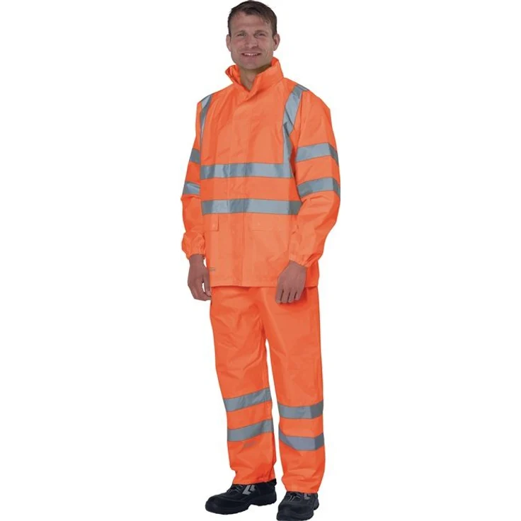 ASATEX Warnschutzregenhose Gr.M, orange, EN ISO 20471 Kl. 1, wind- und wasserdicht, verstellbare Beinöffnung, reflektierende Streifen