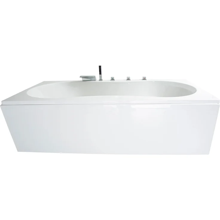 BASERA Badewanne Palma 190 x 90 cm, Hochglanz weiß, mit LED-Farblichtambiente und gepolsterten Kopfstützen