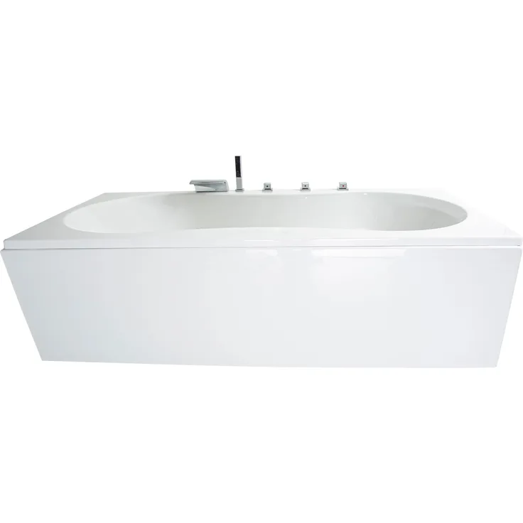 BASERA Badewanne Palma 190 x 90 cm, Hochglanz weiß, mit LED-Farblichtambiente und gepolsterten Kopfstützen