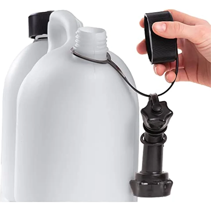 hünersdorff Doppelkanister/Kombikanister für Kraftstoff und Öl mit 2 Ablaufschläuchen, 3+1,5 Liter, UN-Zulassung, Made in Germany – Bild 2