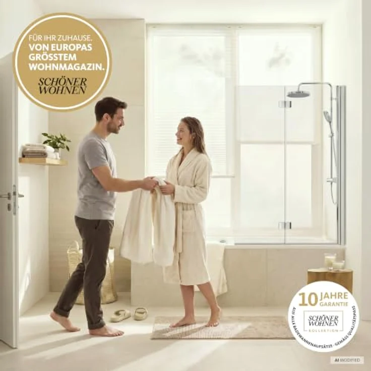 Schulte Home SCHÖNER WOHNEN-Kollektion Badewannenaufsatz ELARA, 2-teilig, Klar Hell, Chrom, 100x140 cm, faltbar, Einscheiben-Sicherheitsglas – Bild 2