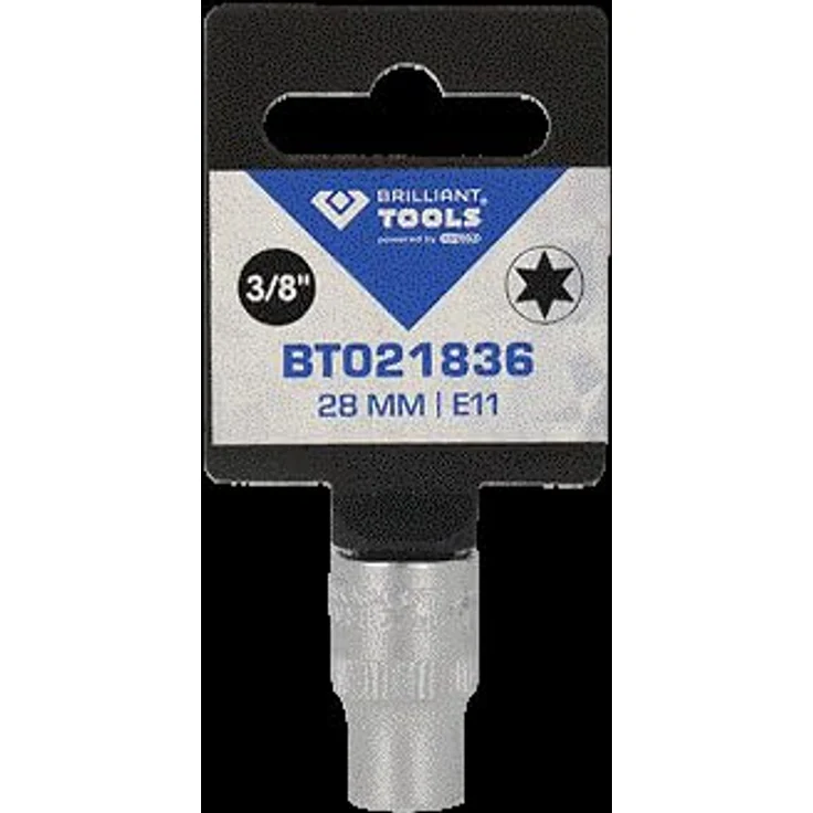 Brilliant Tools BT021836, Bit- und Steckschlüsselset 3/8" Torx-E Stecknuss E11, Chrom-Vanadium-Stahl, matt verchromt, 28 mm Länge – Bild 7