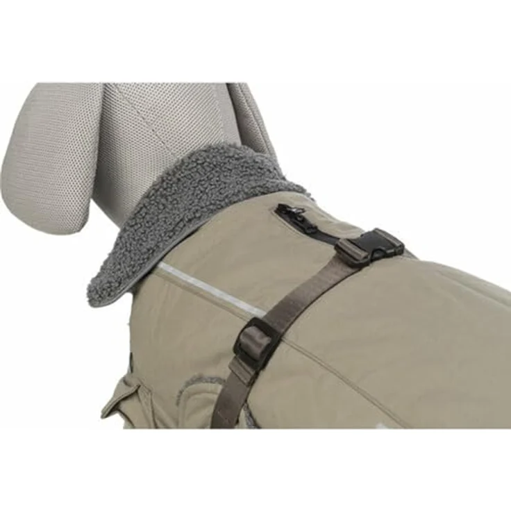 TRIXIE Hundemantel Mantel Rouen 2 in 1 sand, reflektierende Elemente und elastischer Bauchlatz – Bild 6
