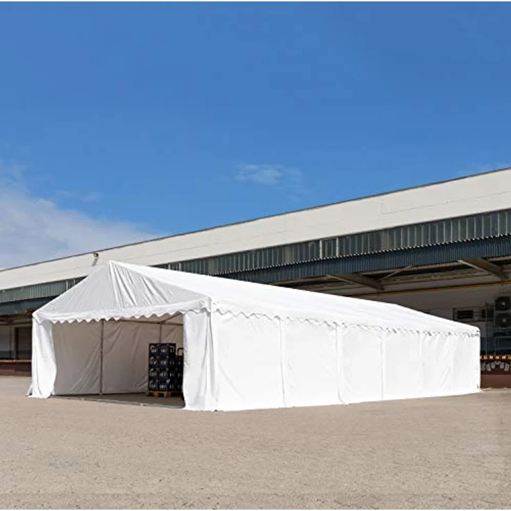 TOOLPORT Lagerzelt 6x12 m Industriezelt Unterstand PVC Plane 750 N dunkelgrün mit Bodenrahmen und Dachverstärkung – Bild 2