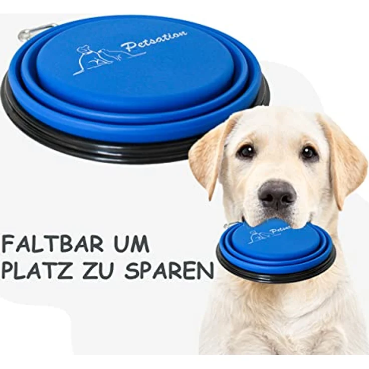 PETSATION – Hundenapf faltbar für unterwegs [Das Original] Futternapf Hund ideal für den Alltag – 1000 ml Wassernapf – Trinknapf für den Hund - Reisenapf, Fressnapf, Napf (1000ml, Blau) – Bild 3