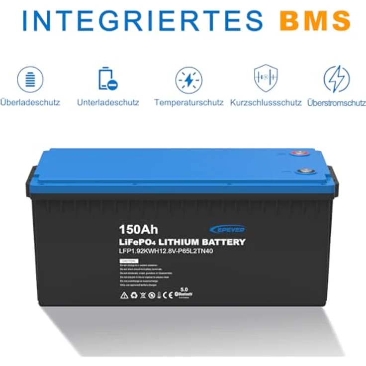 EPEVER® Lithium Batterie 12,8V 150Ah, mit integriertem BMS, Selbstheizung unter 0°C, A-Klasse LiFePO4-Zellen, 0% MwSt. – Bild 2