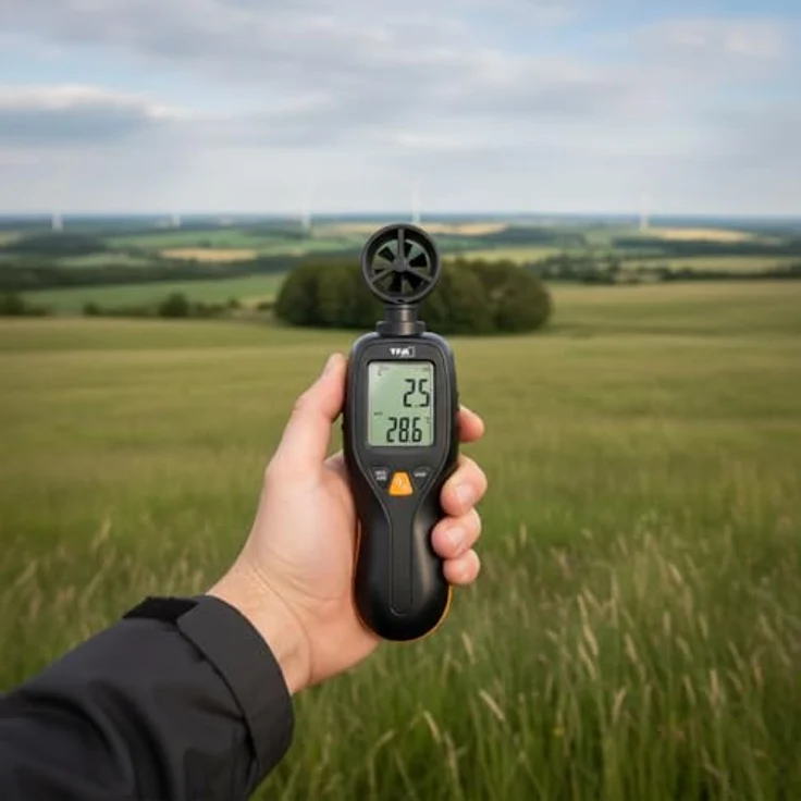 TFA Dostmann Anemometer 0 bis 30 m/s, Windmesser mit Temperaturanzeige und Hintergrundbeleuchtung – Bild 2