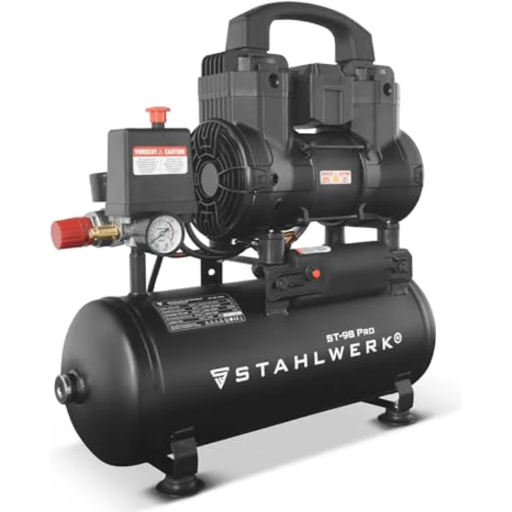 STAHLWERK Kompressor ST-98 Pro, ölfreier Druckluftkompressor mit 8 bar, 9 L Kessel, 170 l/min Durchfluss, 1,22 PS, leise mit 65 dB – Bild 9