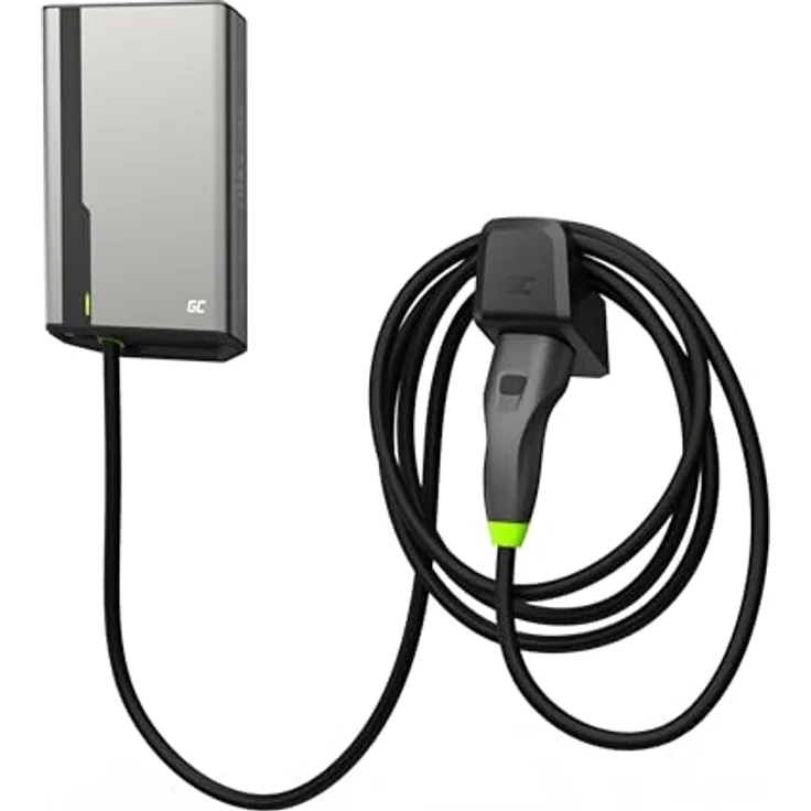 GreenCell EVGC021A2275, Elektroauto Ladestation in Grau Aluminium, 22 kW, 32 A, integriertes Display, Wandmontage, IP54 Schutz – Bild 10