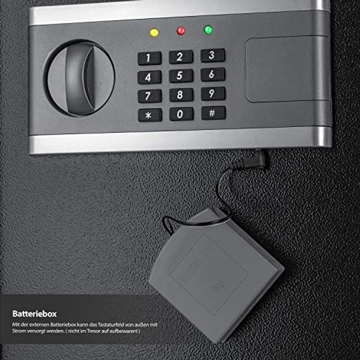 KESSER Elektr. Tresor | Inkl. Batteriebox | Elektronischer Safe | 3x Doppelbolzenverriegelung | Boden Wandtresor | Möbeltresor | Innenbeleuchtung | Panzerschran Zahlenschloss S – Bild 6