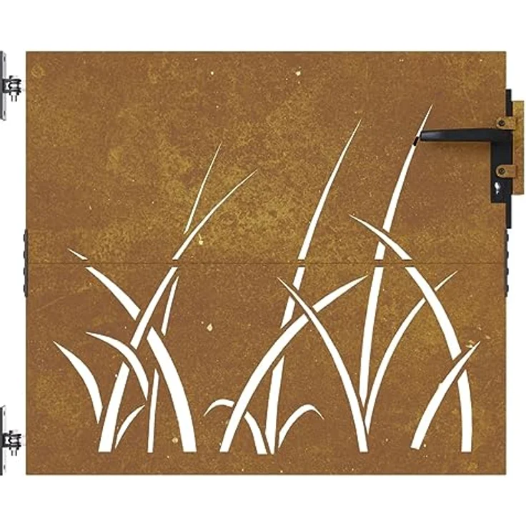 vidaXL Gartentor 85x100 cm Cortenstahl Gras-Design Abschließbar Zauntor in Rost-Optik – Bild 4