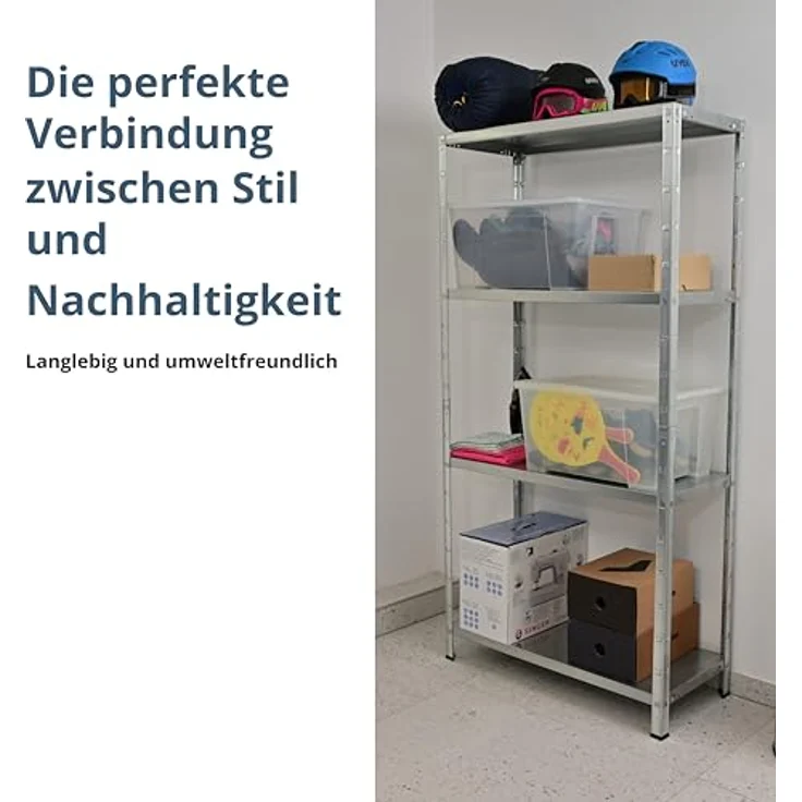 Schulte Regalwelt Lagerregal mit 4 PowerMAX-Fachböden, 190x100x40cm Regalsystem, Steckregal mit einfacher Montage ohne Verschrauben, Traglast je Boden bis zu 65 Kg (Gesamttraglast bis zu 260 Kg) – Bild 7