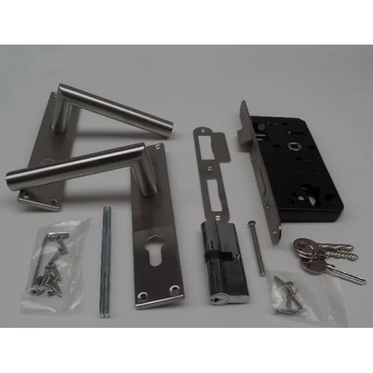 ROG garden-line Einsteckschloss für Gartentür RE/LI inkl. Edelstahl Griffe + Türschild und 3 Sicherheitsschlüssel, Universal verwendbar, Edelstahl, geeignet für Innen und Außen – Bild 4