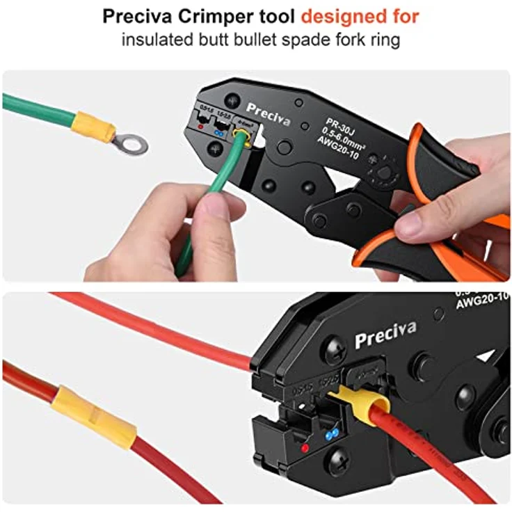 Preciva Crimpzange für isolierte Kabelschuhe, Krimpwerkzeug 0,5-6mm² mit ergonomischem Design und hoher Präzision – Bild 5