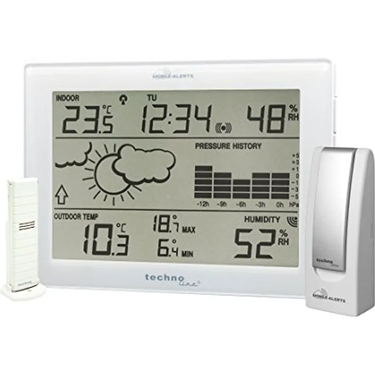 Technoline MA 10006, Wetterstation mit externem Sender, Wetterdaten auf Smartphone, Weiß