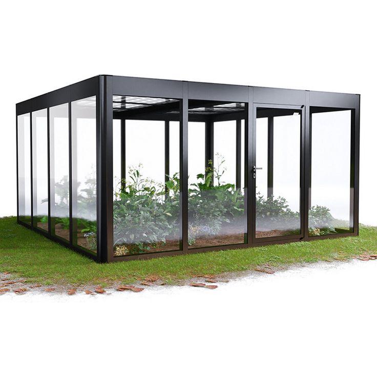 SunElements Gewächshaus 'SunGarden Energy 4.4' 443 x 443 cm mit 6 mm Solardach Acrylglas anthrazit-metallic, umweltfreundliche Energiegewinnung und hohe Stabilität