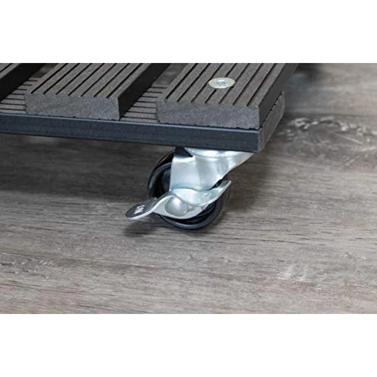 Metafranc WPC-Pflanzenroller 300 x 300 mm-60 kg Tragkraft-Anthrazit-PP-Räder-Feststeller-Witterungsbeständig-Outdooroller-Untersetzer mit Rollen-Transporthilfe für Pflanzen - 825110 – Bild 5