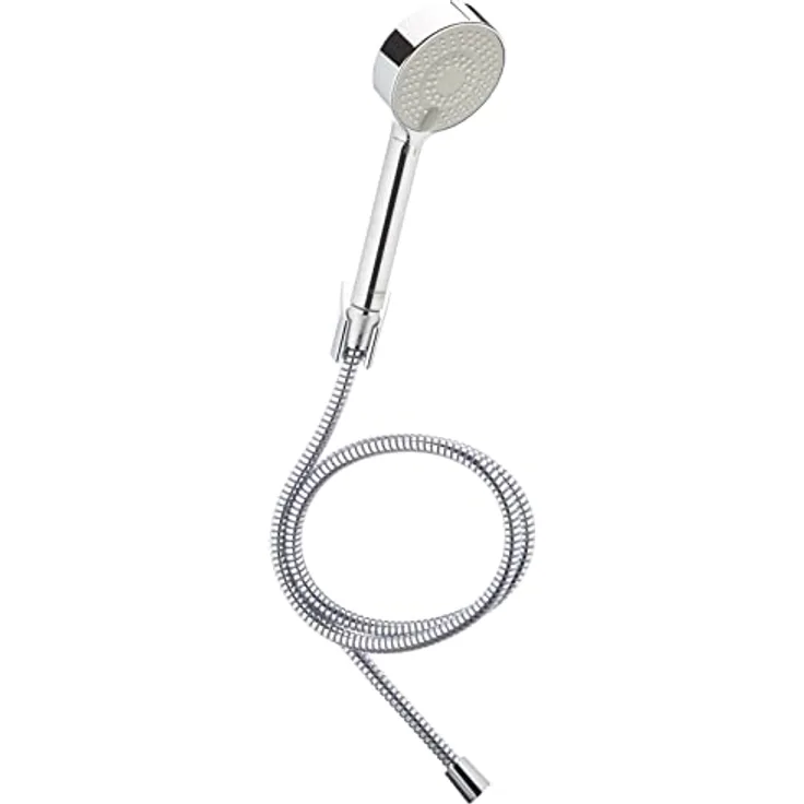 Hansa Brause / Brauseset Basicjet (Handbrause + Halter + Brauseschlauch) | für Wannenbatterien, 3 Strahlig, Brausekopf 95 mm, Anti Kalk Technik, Schlauchlänge: 150 cm