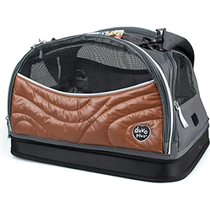 DUVO+ Tiertransporttasche Paris Travel Bag 3in1, karamell für Katzen bis 6 kg, mit abnehmbarem Kissen und Sicherheitsgurt