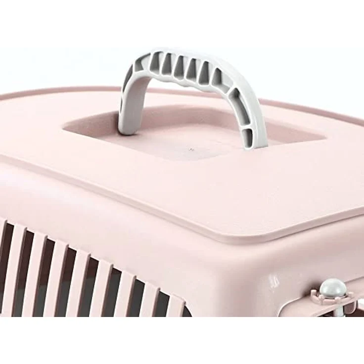 GarPet Hunde-Transportbox Transportbox IATA Flugbox Flugzeug Transport Box Hunde Katzen Gr. S, Grau/Altrosa kombiniert – Bild 4