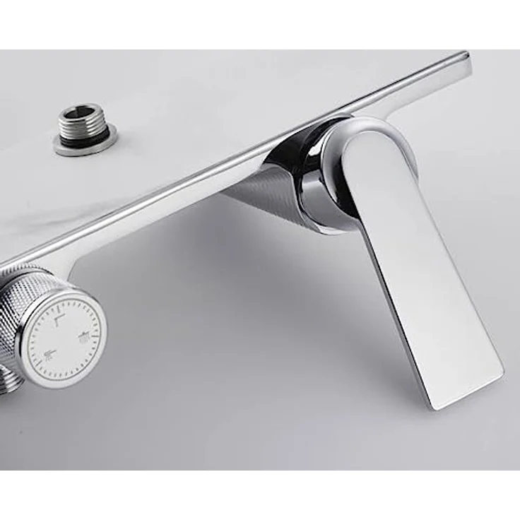 HOME DELUXE - Duscharmatur mit Ablage - ICONIC - Farbe: Weiße Marmoroptik - Höhe: 120 cm, inkl. Handbrause I Duschbrause Regendusche Designarmatur – Bild 4