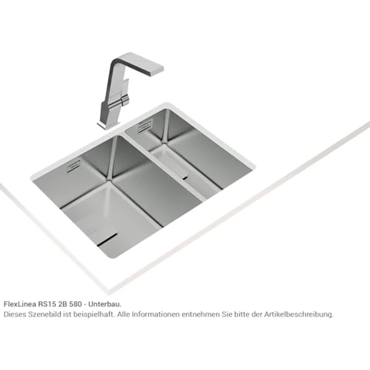 TEKA FlexLinea RS15 2C 580, Rechteckiges Edelstahl-Waschbecken mit 2 Spülbecken und 3in1 Flexinstallation – Bild 7
