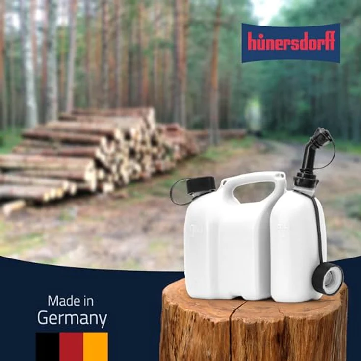 hünersdorff PROFI Doppelkanister - Kombikanister für Kraftstoff und Öl mit Kindersicherung und Auslaufrohr, 3 + 1,5 Liter, UN-Zulassung, Made in Germany – Bild 6