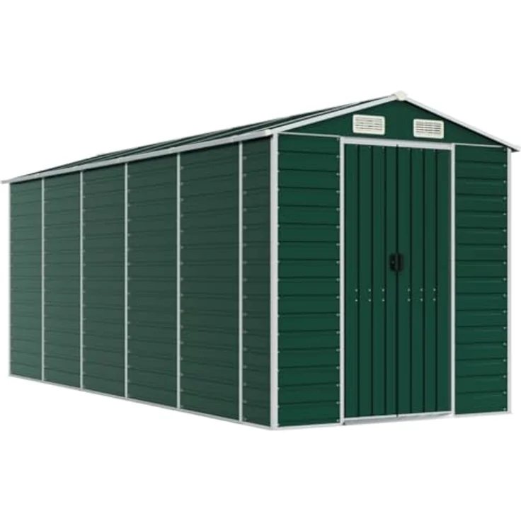 vidaXL Gerätehaus Grün 191x470x198 cm Verzinkter Stahl – Bild 1