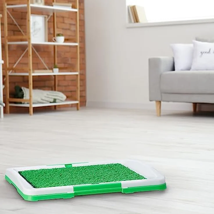 relaxdays Hundetoilette Hundeklo mit Rasen, Stubenreinigung für Welpen, kranke und alte Hunde, Grün, Weiß – Bild 2