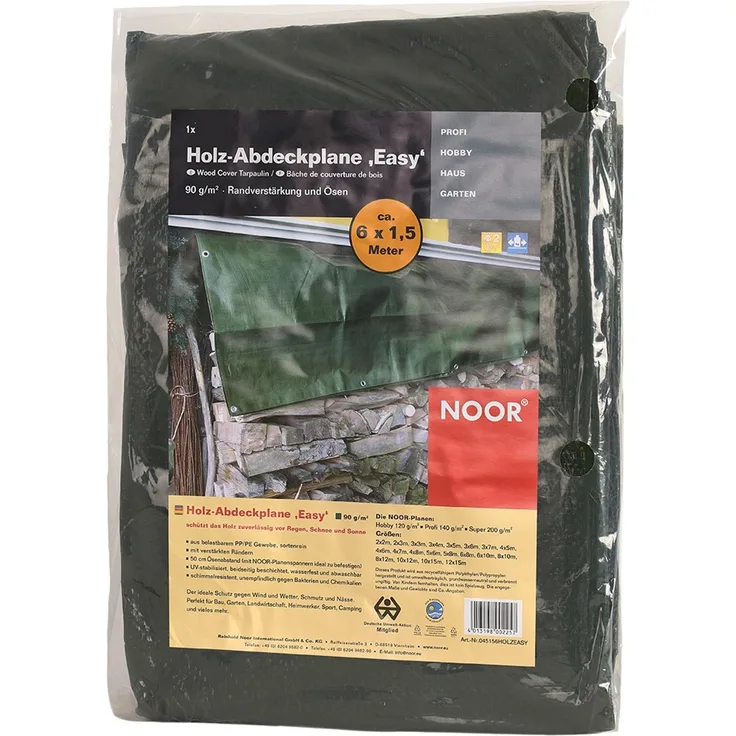 Noor Holz-Abdeckplane Easy, UV-stabilisiert und wasserfest, mit Aluminiumösen und verstärkten Ecken, schimmelresistent