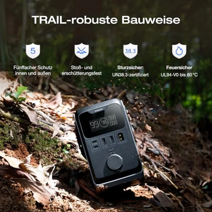 EcoFlow TRAIL 300 DC, Tragbare Powerstation mit 288 Wh LiFePO4-Batterie, 45 W Solarpanel, Schnellladung und 5 Ausgängen – Bild 7