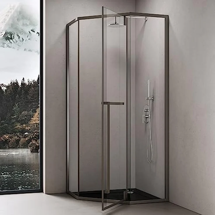 doporro Fünfeckdusche Ravenna68K, Duschkabine 80x80x200cm aus ESG-Sicherheitsglas Klarglas mit NANO-Beschichtung, Edelstahlrahmen – Bild 2