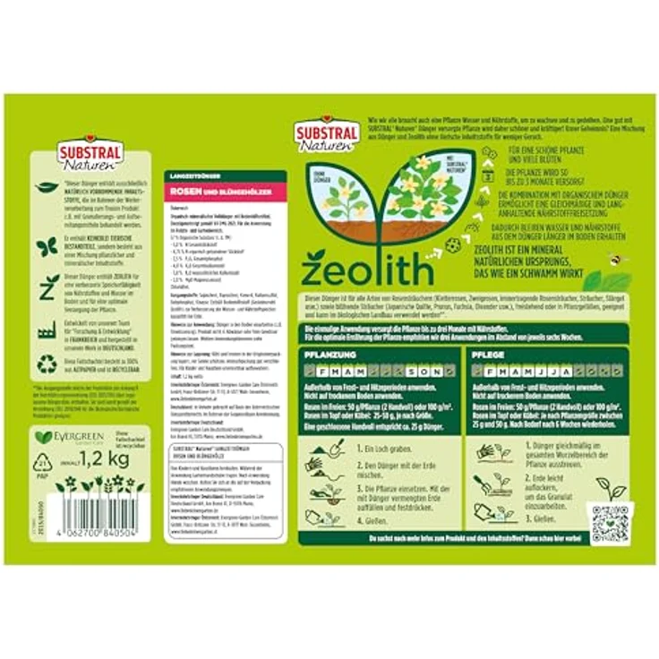 SUBSTRAL Naturen Langzeitdünger für Rosen & Blühgehölze, 1,2 kg, Organisch-mineralisch, Langzeitwirkung bis 3 Monate, Mit Zeolith – Bild 3