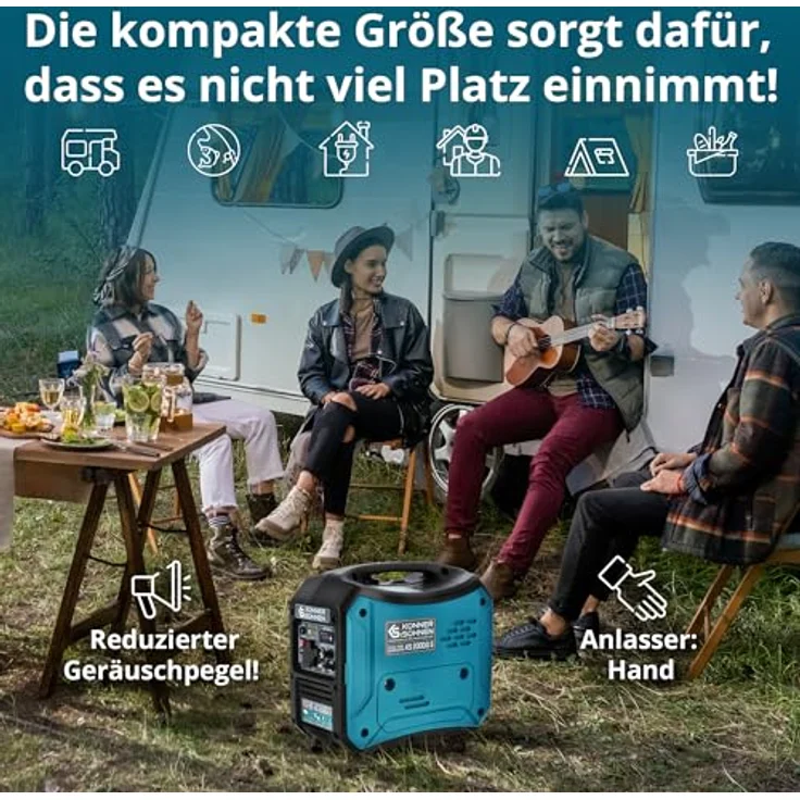 Könner & Söhnen KS 2000iGS Gas Benzin Stromaggregat 2000 Watt, leiser Betrieb, kompakte Bauweise, Notstrom – Bild 8