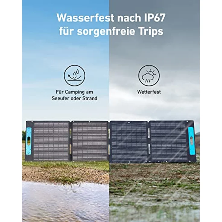 Anker 531 Solarpanel, 200 W faltbares Solarmodul mit IP67 Wasserschutz und 3-stufigem Neigungsstandfuß – Bild 3