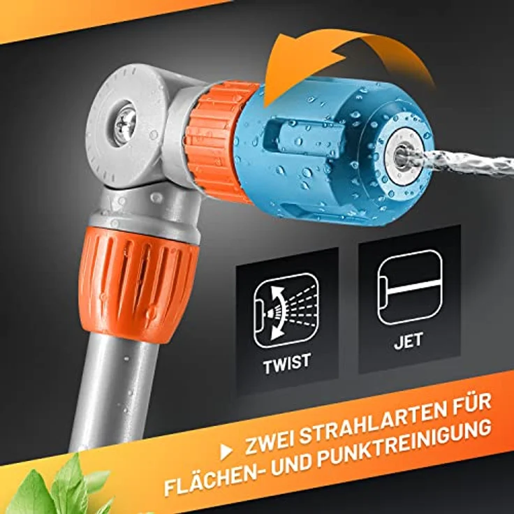 GRÜNTEK Sprühlanze für Schläuche, Reinigungs- und Bewässerungsstab mit 2 Strahlarten und schwenkbarem Sprühkopf – Bild 4